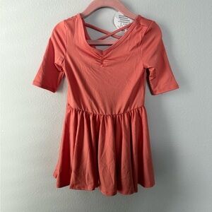 Dot Dot Smile coral Fit and Flare V-Neck Dress
